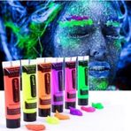 6 Adet Neonlu Glow Parti Yüz Boyası 6 Farklı Renk Karanlıkta Parlayan Fosforlu Vücut Boyama
