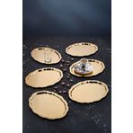 6 Adet Oval Dalgalı Sade Kahve Ve Sunum Tepsisi 20 Cm X 25 Cm