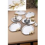 6 Adet Oval Papatya Çiçekli Kahve-çay Servis Ve Sunum Tepsisi 25x20 Cm