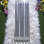 6 Adet Parlak Simli Gümüş Mum 17 cm Simli Gümüş Pasta Mumu Simli Gümüş Doğum Günü Mumu