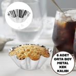 6 Adet Paslanmaz Kek Kalıbı, Cupcake, Tart, Tartolet, Brownie, Topkek, Muffin Kalıbı