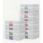 6 Adet Pencereli Yastık Saklama Hurcu - Mega Boy Yorgan Hurç Organizer Düzenleyici - 75 X 40 X 40 Cm (Gri - Beyaz)