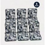 6 Adet Rattan Arkalıklı Sandalye Minderi (Kalınlık 4cm)-Saat Desen Lacivert