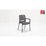 6 Adet Rattan Kollu Antrasit Sandalye Balkon Bahçe Teras Antrasit