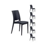 6 Adet Rattan Kolsuz Antrasit Sandalye Balkon Bahçe Teras Antrasit