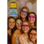 6 Adet Renkli Bride Team Yazılı Bride To Be Nedime Gözlükleri Bekarlığa Veda Partisi 15x10 Cm