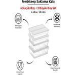 6 Adet Saklama Kabı (2 Büyük-4 Orta Boy) 4 Litre + 1,3 Litre Derin Dondurucu Mikrodalga Uyumlu - Ekru