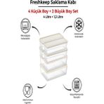 6 Adet Saklama Kabı (2 Büyük-4 Orta Boy) 4 Litre + 1,3 Litre Derin Dondurucu Mikrodalga Uyumlu - Şampanya