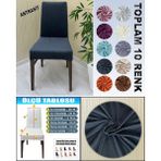 6 Adet Süet Detaylı Angora Kumaş Sandalye Kılıfı Yıkanabilir Likralı Esnek Lastikli, Sandalye Örtü - 55 x 55 cm - Antrasit