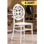 6 Adet Venüs Mat Kırık Beyaz Sandalye / Balkon-bahçe-mutfak