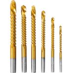6 Adet Yuvarlak 6/1 Adet Hss Büküm Matkap Uçları Seti 3-8mm Tırtıklı Kanal Açma Kesme Musluk Spiral Testere Ahşap Metal Plastik Delik Testere Titanyum Matkap Araçları (Yurt Dışından) - Renkli