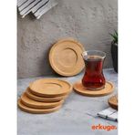 6 Adet Yuvarlak Bambu Çay Tabağı, Bardak Altlığı, Fincan Tabağı