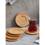 6 Adet Yuvarlak Bambu Çay Tabağı, Bardak Altlığı
