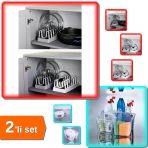 6 Bölmeli Tencere Kapağı Organizeri + Buzdolabı Düzenleyici Sepet Caddy - Pratik 2Li Set T17045
