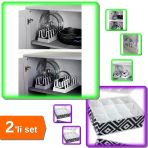 6 Bölmeli Tencere Kapak Rafı + 12 Bölmeli Mozaik Desen Çekmece Düzenleyici Organizer - 2Li Set U5t3w