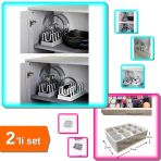 6 Bölmeli Tencere Kapak Rafı Organizeri + Pratik Çekmece Düzenleyici Organizer - 2Li Set M0a3b5