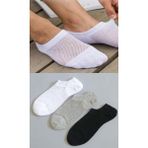 6 Çift Erkek Görünmez Sneaker Çorap - Siyah - Beyaz - Gri - 40 - 44