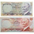 6. Emisyon 2 Adet Türk Lirası. Eski Koleksiyon Kağıt Para. Hobi Kağıt Para. Hediye Para.