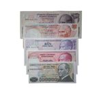6. Emisyon 7. Emisyon 5 Adet Koleksiyon Eski Kağıt Para. Antika Para .