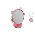 6 İNÇ - 15CM - YUVARLAK KULAKLI RENKLİ PLASTİK MAKYAJ AYNASI AYAKLI (2818)
