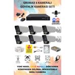 6 Kameralı Set - Yapay Zeka Özellikli Gece Renkli Sesli Fullhd 5mp Lensli 9 Warm Ve Çakar Ledli Güvenlik Kamerası Seti 5909ws-108