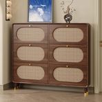 6 Kapaklı Ayaklı Rattan Ayakkabı Dolabı Yüksek Topuklu ve Terlikler için Uzun 3 Katmanlı Depolama Nizer Oturma Odası ve Koridor için Şık Giriş Yolu Şifonyer (160 cm)