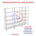 6 Katlı 3'Lü Galvaniz Çelik Raf - Depo, Arşiv, Kiler, Dosya, Market Rafı 43X93 Cm 100 Cm 0.70 Mm
