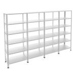 6 Katlı 4'Lü Galvaniz Çelik Raf - Depo, Arşiv, Kiler, Dosya, Market Rafı 59X75 Cm 100 Cm 1.50 Mm