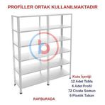 6 Katlı Duble Galvaniz Çelik Raf - Depo, Arşiv, Kiler, Dosya, Market Rafı 59X75 Cm 100 Cm 1.50 Mm