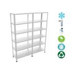 6 Katlı Duble Paslanmaz Krom Raf - Inox Soğuk Oda Rafı, Buzhane Rafı 31X60 Cm 150 Cm 0.70 Mm