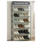 6 Katlı Galvaniz Çelik Gri Renkli Ayakkabılık Rafı 27X57x150cm