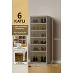 6 Katlı Katlanabilir Ayakkabılık, Modüler Ayakkabı Dolabı, Portatif Düzenleyici, Toprak - Kahverengi