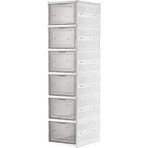 6 Katlı Katlanabilir Organizer, Çok Amaçlı Ayakkabılık, Taşınabilir Portatif, 25.5 x 34.5 x 105 cm (BEYAZ)