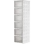 6 Katlı Katlanabilir Organizer, Çok Amaçlı Ayakkabılık, Taşınabilir Portatif, 25.5 x 34.5 x 105 cm (BEYAZ)