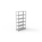 6 Katlı Tekerlekli Galvaniz Çelik Raf - Depo, Arşiv, Kiler, Dosya, Market Rafı 43X93 Cm 175 Cm 1.50 Mm