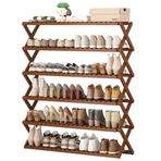 6 Katmanlı Katlanabilir Bambu Ayakkabılık - Giriş Koridoru Oturma Odası Yatak Odası ve Balkon için Serbest Ayakta Ayakkabı Rafı (70x25x110cm Ahşap Rengi)
