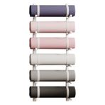6 Katmanlı/9 Katlı Metal Yoga Matı Tutucu, Köpük Silindir/Egzersiz Matları için Duvara Monte Spor Ekipmanı Depolama Rafı, Demir Çerçeve, Ev/Stüdyo/Kulüpler,White-6-Tier