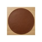 6 Kişilik 12 Parça Kahverengi Yuvarlak Deri Amerikan Servis Supla 33x33 cm-Kolay Silinir Supla