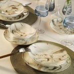 6 Kişilik 24 Parça Roden Mystic Marble Porselen Yemek Takımı Pasta,Çorba,Yemek,Servis Tabak Takım