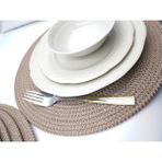 6 Kişilik Amerikan Servis, Hasır Supla Takımı 35*35 - 35 x 35 cm - Koyu Vizon