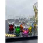 6 Kişilik Cam Renkli Elmas Ayaklı Kahve Yanı Bardağı Bardak 50ML