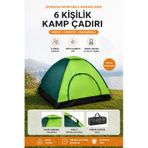 6 Kişilik Renkli Dayanıklı Kamp Çadırı 220X250X150 - Yeşil