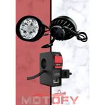 6 Ledli Ayna Bağlantılı Açı Ayarlı Ultra Güçlü Motosiklet Sis Farı Ve Gündüz Ledi + Usb Şarj Bağlantılı Aç Kapa Butonu Full Set