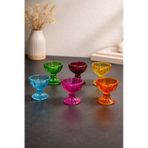6 Lı Ayaklı Renkli Mini Kristal Cam Lüks Lokumluk Kahve Yanı Sunumluk Kase çok renkli