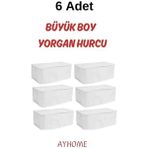 6 Li Büyük Boy Yorgan Yatak Döşek Hucu Çeyizlik Çok Amaçlı Baza Altı Düzenleyici Hurç 100 x 50 50 cm - Beyaz - 6 Adet