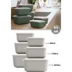 6 Lı Erzak Gıda Saklama Kabı, Buzdolabı Düzenleyici Organizer 6 Lı Set 2X(600ML,1100ML,1800ML) Ekru - Renk