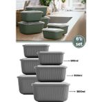 6 Lı Erzak Gıda Saklama Kabı, Buzdolabı Düzenleyici Organizer 6 Lı Set 2X(600ML,1100ML,1800ML) Gri - Renk