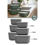 6 Lı Erzak Gıda Saklama Kabı, Buzdolabı Düzenleyici Organizer 6 Lı Set 2X(600Ml,1100Ml,1800Ml) Gri