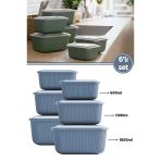 6 Lı Erzak Gıda Saklama Kabı, Buzdolabı Düzenleyici Organizer 6 Lı Set 2X(600Ml,1100Ml,1800Ml) Mavi