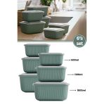 6 Lı Erzak Gıda Saklama Kabı, Buzdolabı Düzenleyici Organizer 6 Lı Set 2X(600Ml,1100Ml,1800Ml) Yeşil